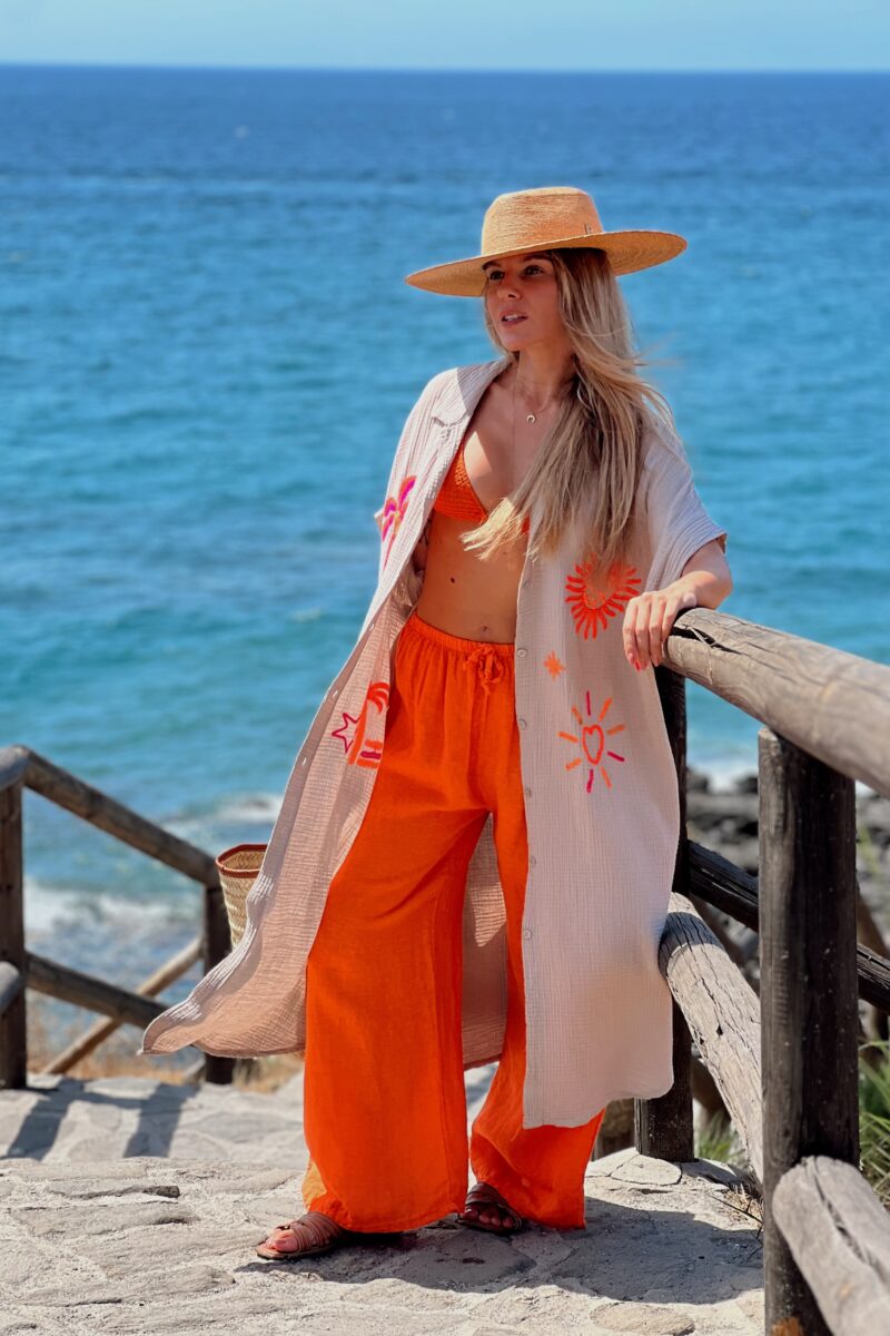 Pantalon Naranja Lino