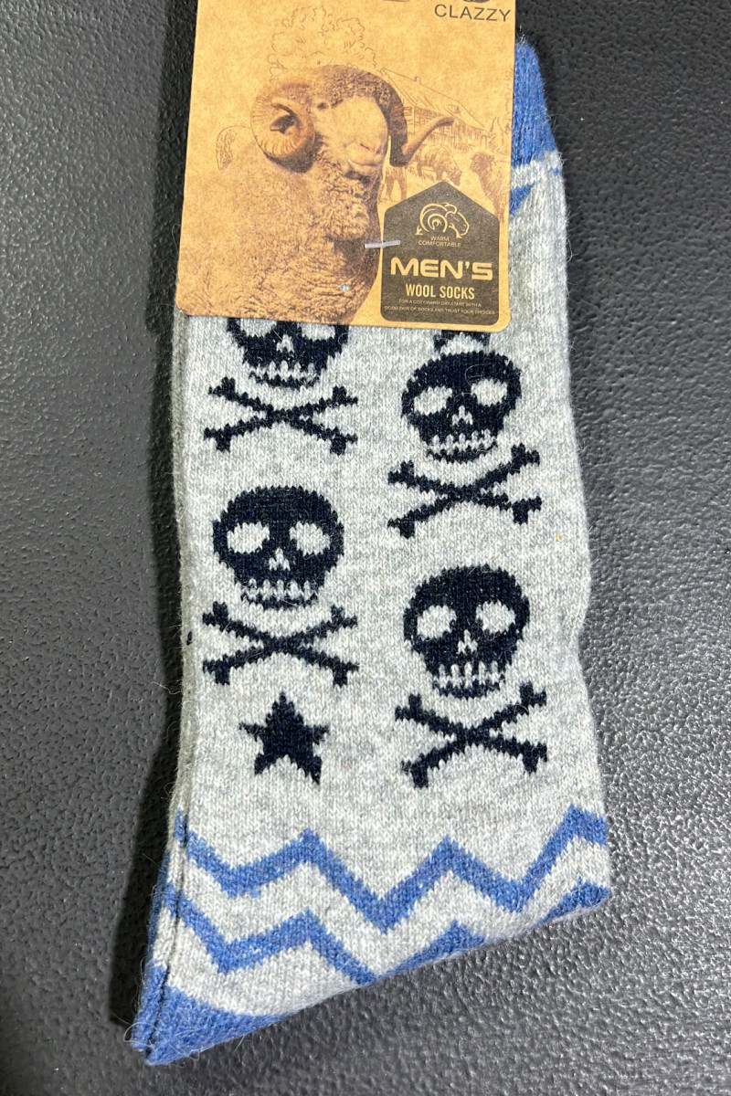 Calcetin Gris Azul Skull