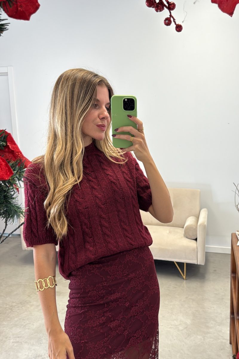 Falda Burdeos Encaje