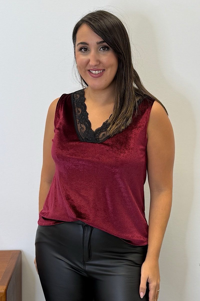 Top Burdeos Terciopelo