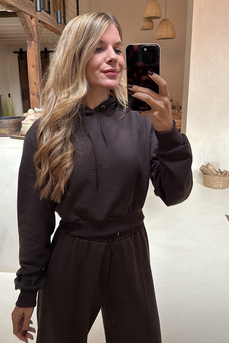 Sudadera Marron Crop