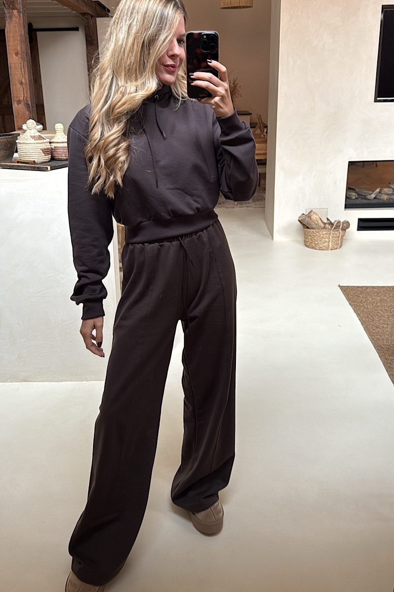 Sudadera Marron Crop