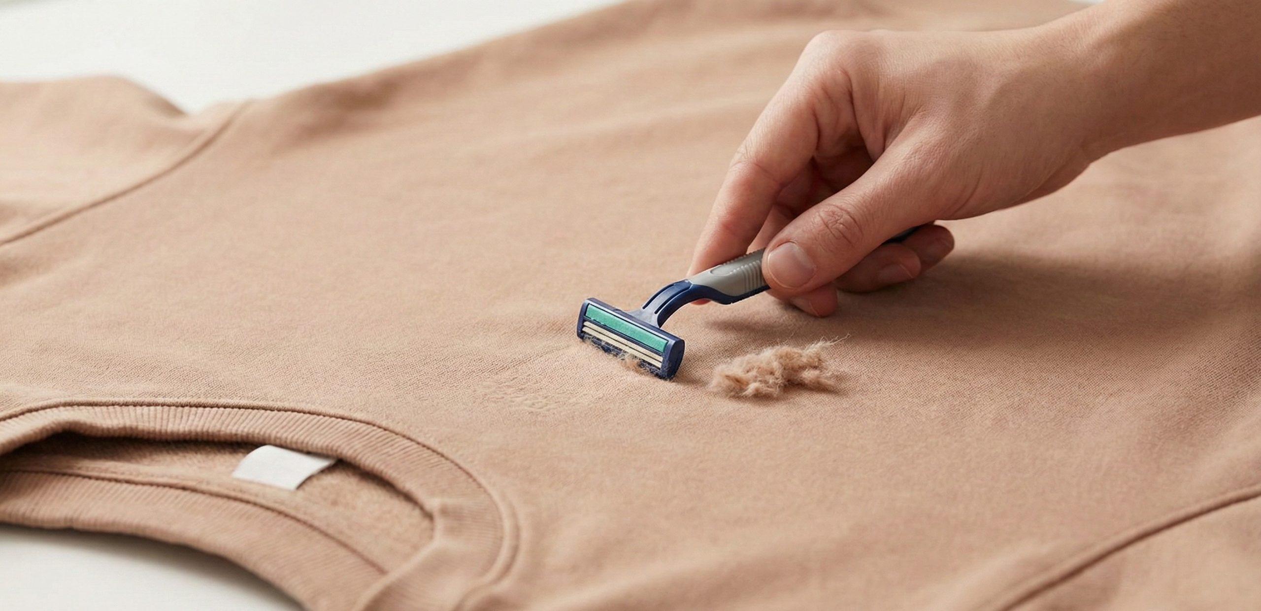 eliminar bolitas de ropa con cuchilla de afeitar