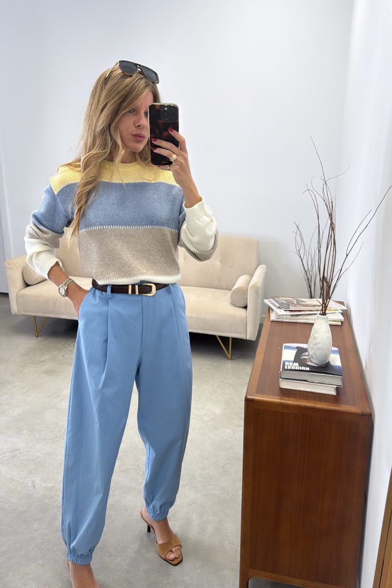 Pantalon Bombacho Celeste Lazo