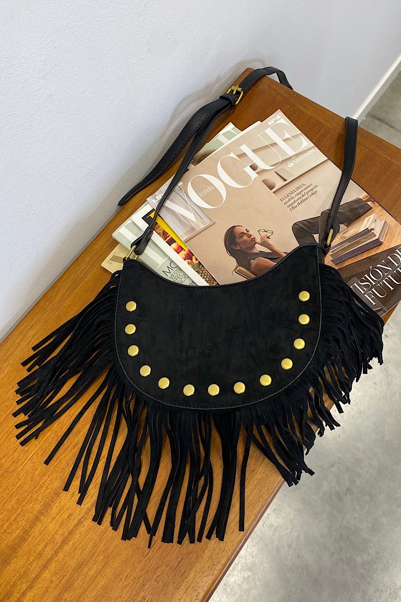 Bolso Negro Flecos