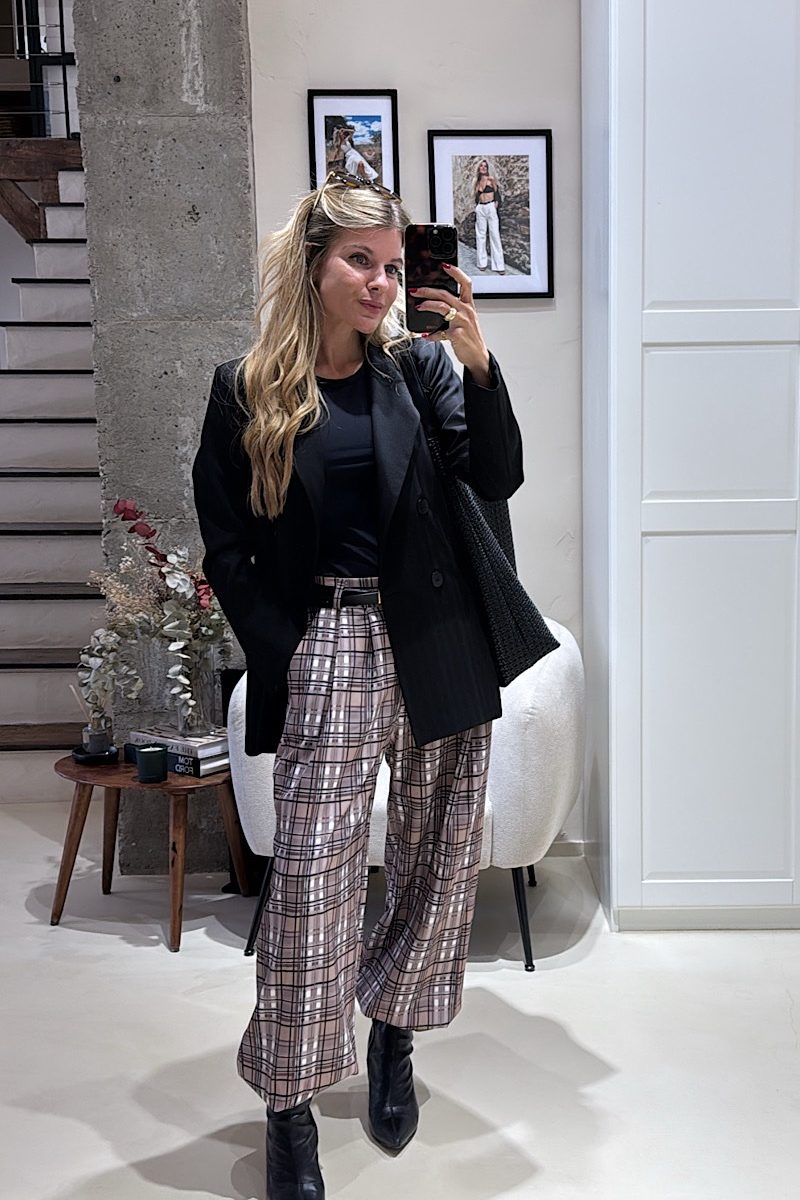 Pantalon Beige Cuadros