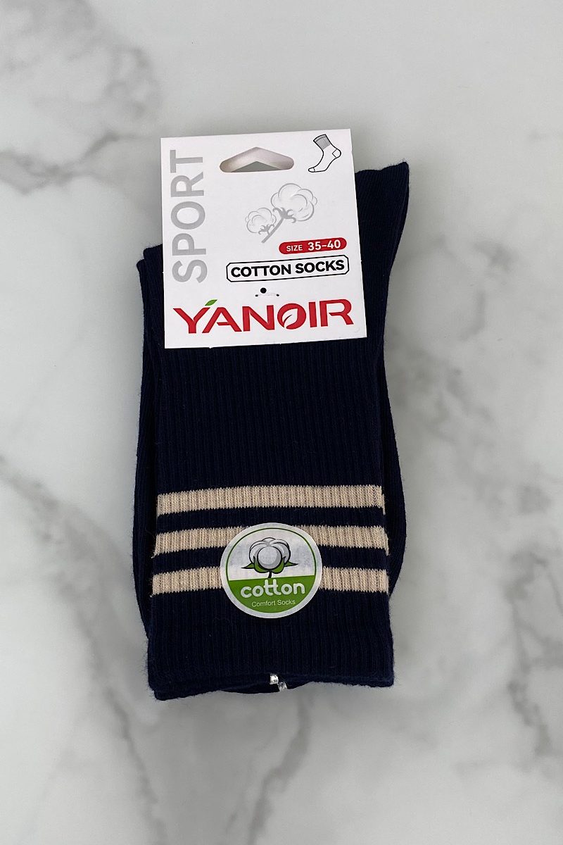Calcetin Navy and Beige Stripes