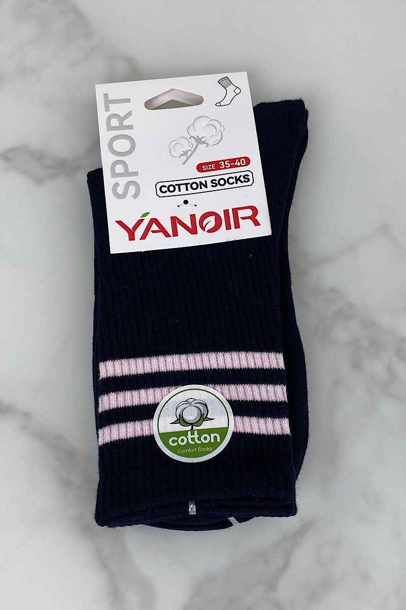 Calcetin Navy and Pink Stripes