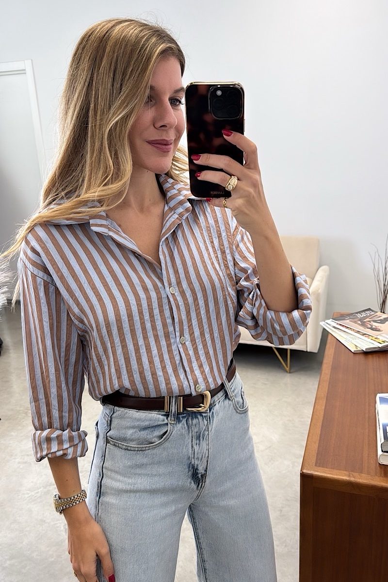 Camisa Rayas Celeste Giselle
