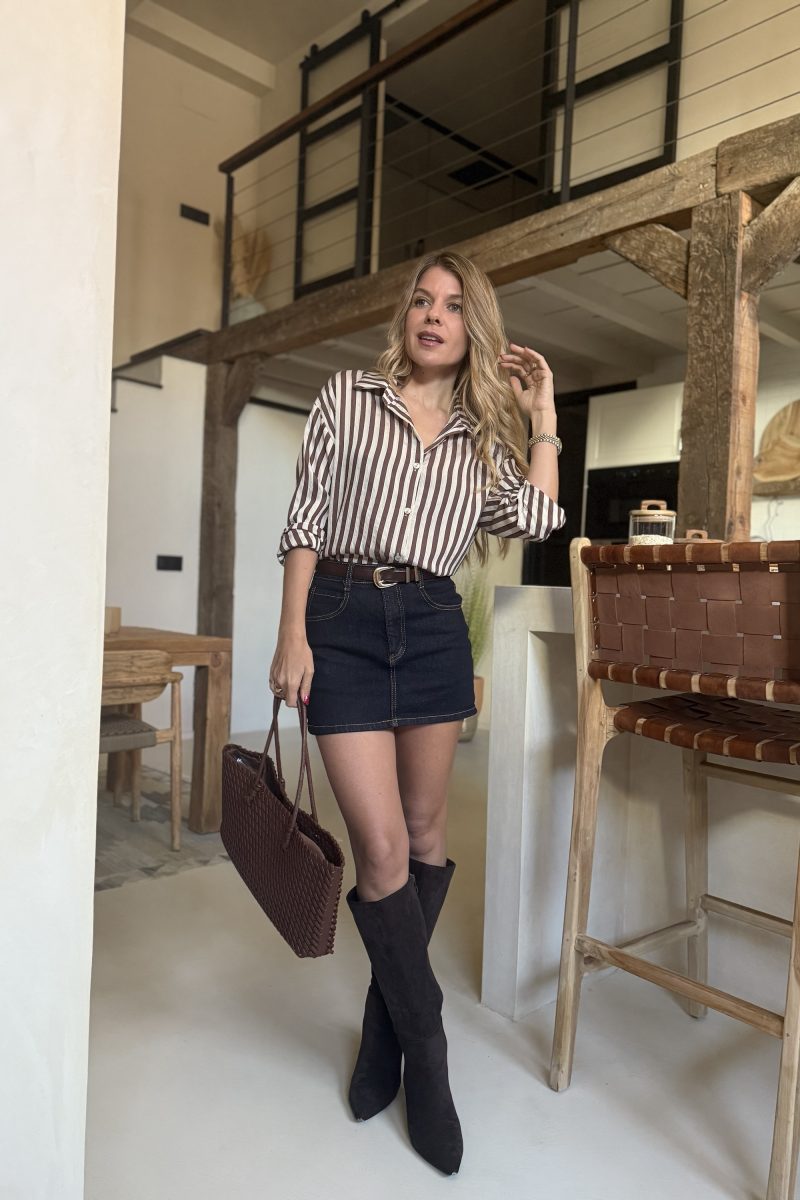 Camisa Rayas Marron Giselle