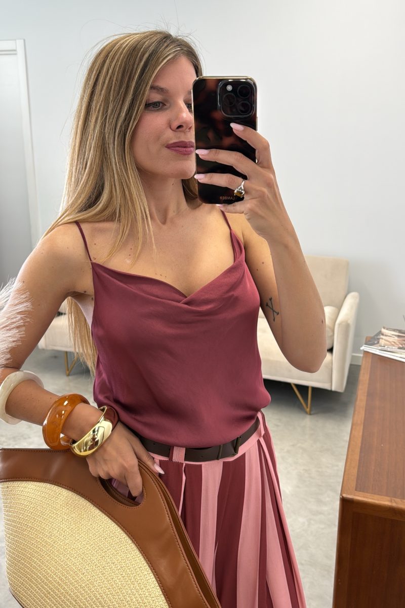 Top Satinado Frambuesa