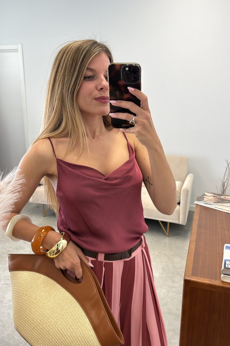 Top Satinado Frambuesa