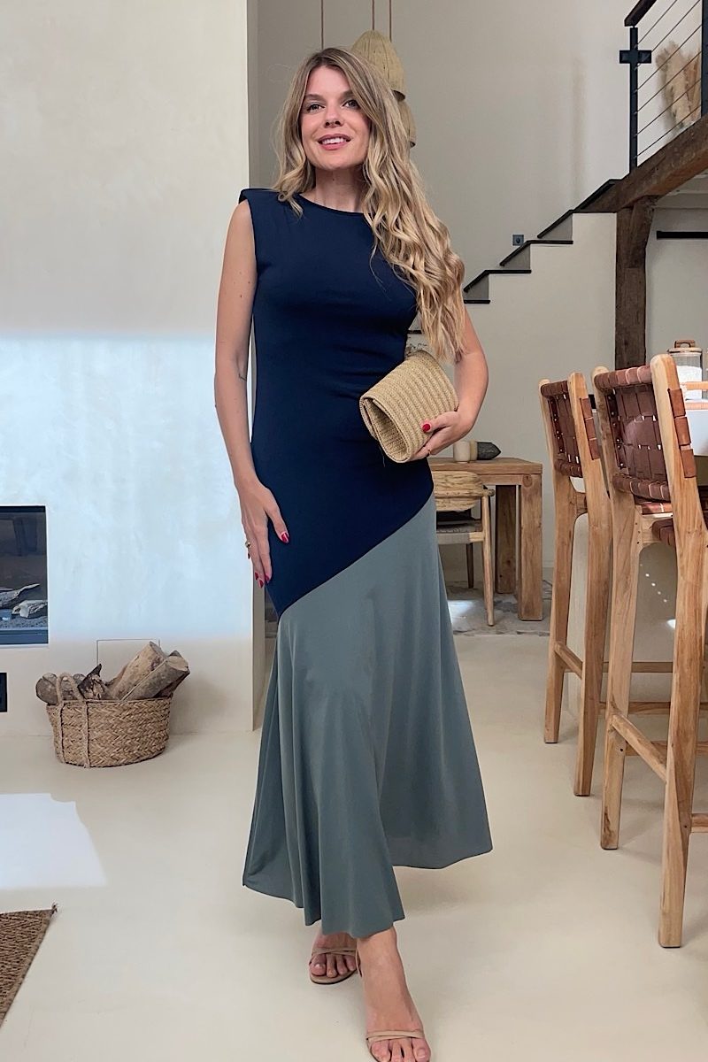 Vestido Marino Bicolor