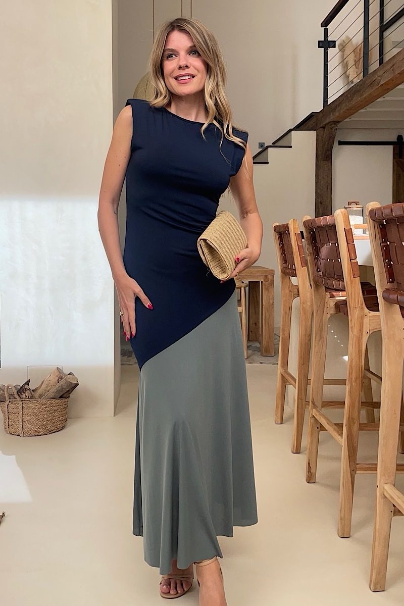 Vestido Marino Bicolor