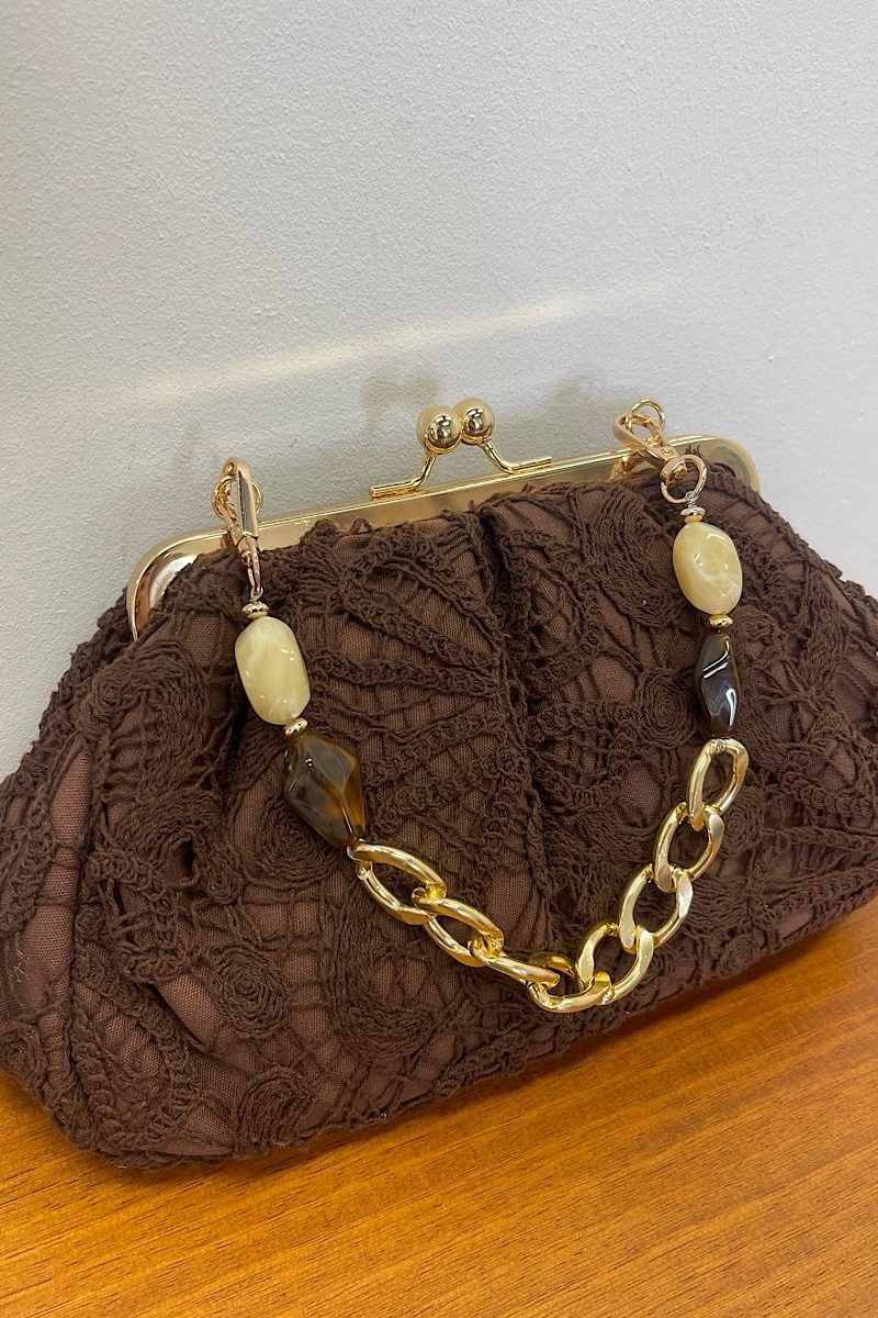 Bolso Marron Bordado