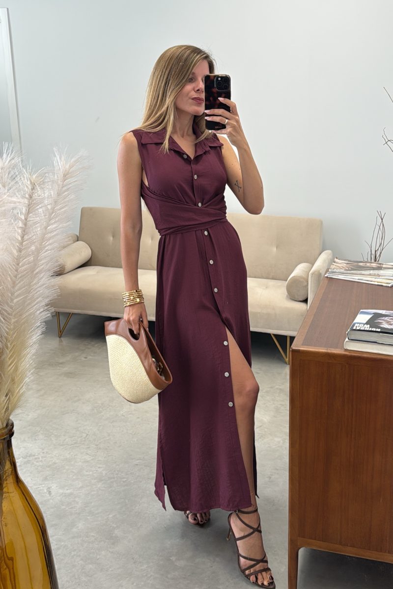 Vestido Berenjena Camisero