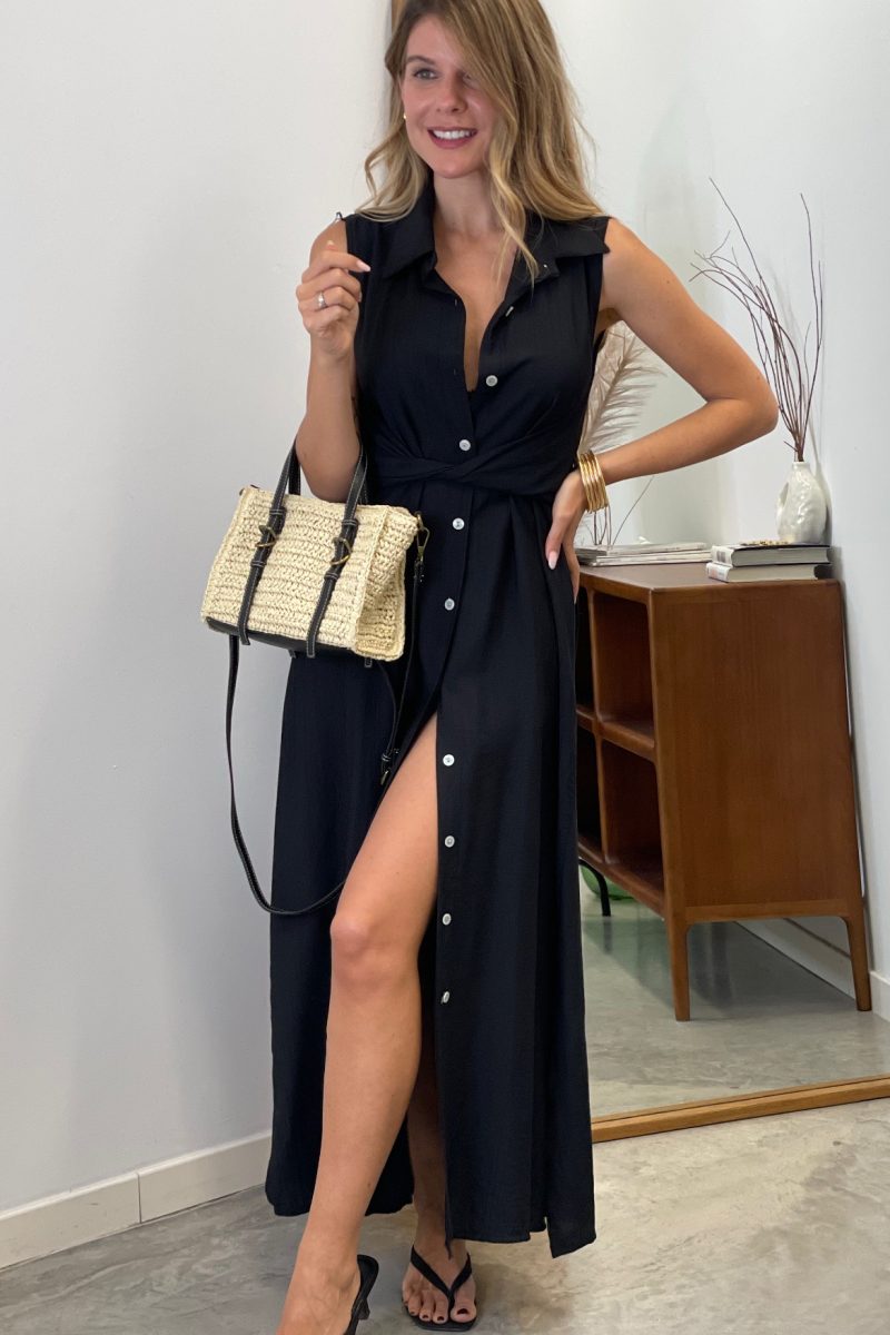 Vestido Negro Camisero