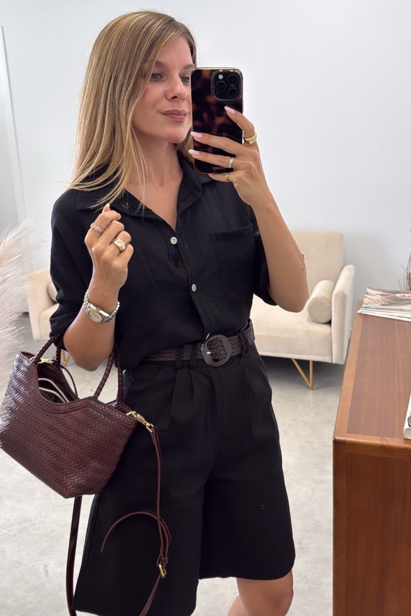 Bermuda Negra Cinturon