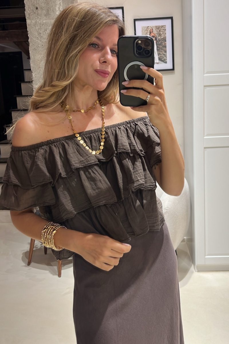 Blusa Chocolate Volantes