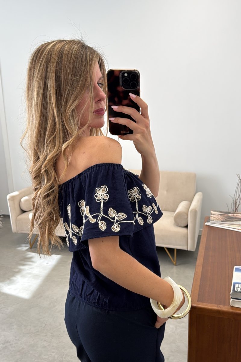 Blusa Marino Bordada