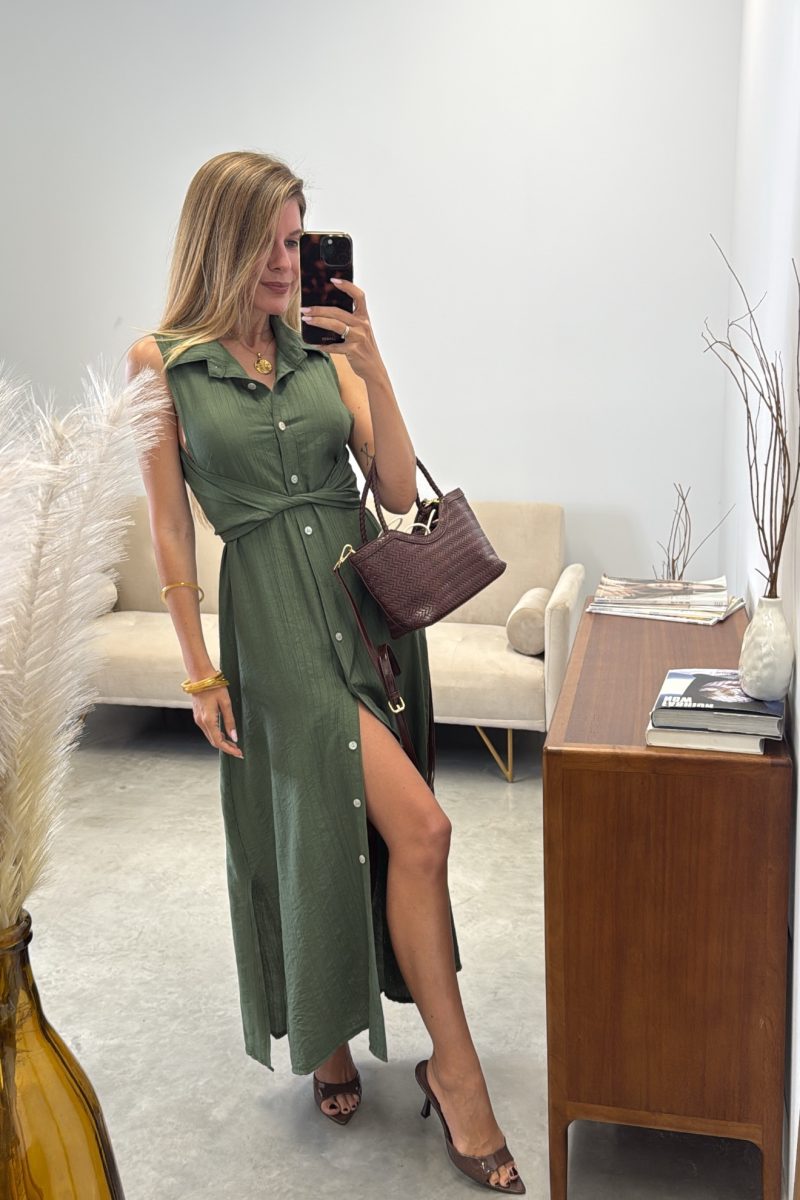 Vestido Kaki Camisero