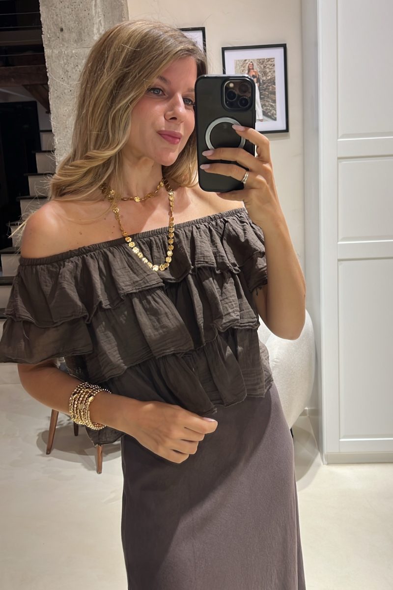 Blusa Chocolate Volantes