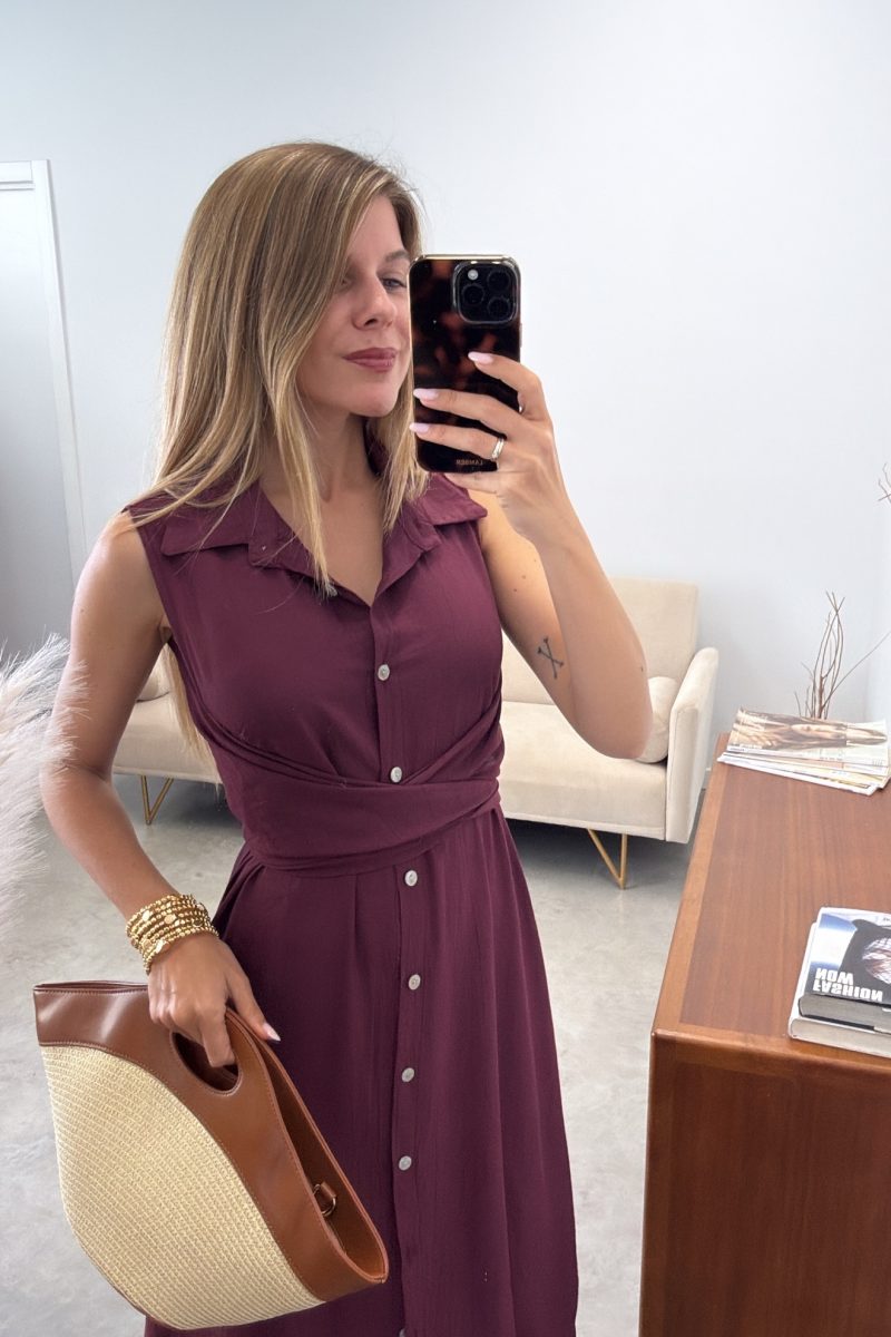 Vestido Berenjena Camisero