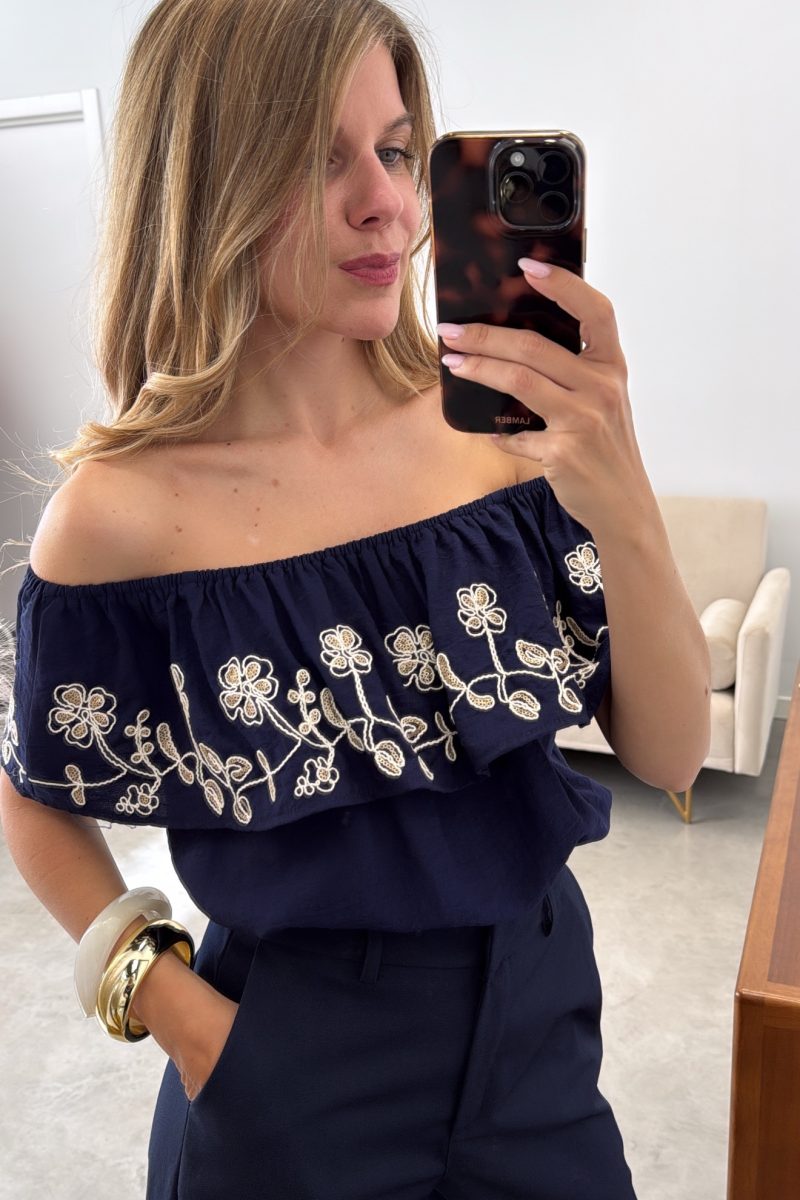 Blusa Marino Bordada