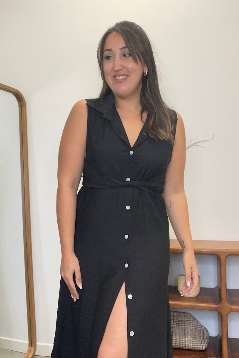 Vestido Negro Camisero