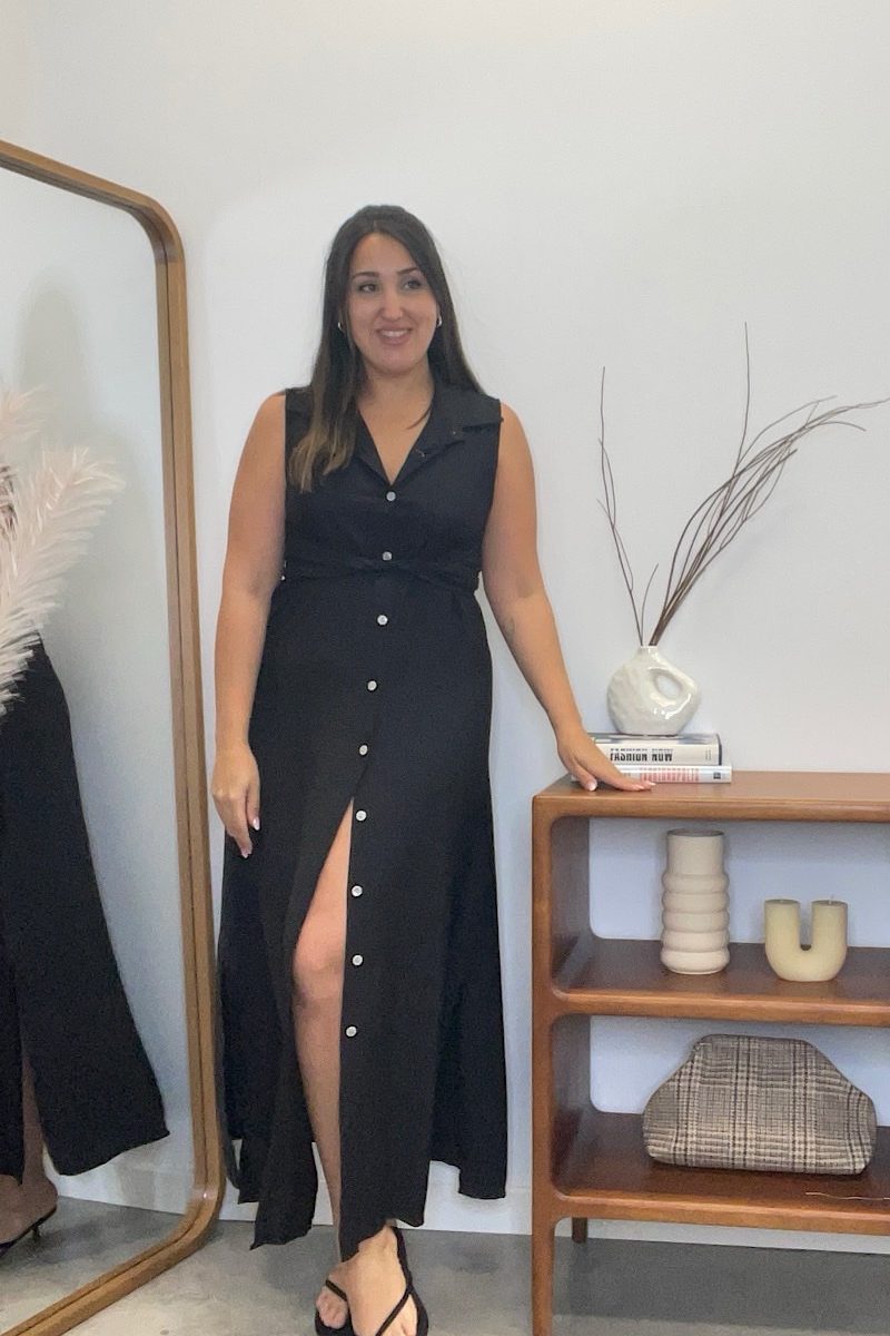 Vestido Negro Camisero