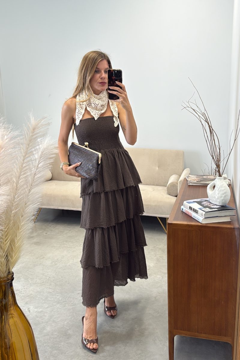 Vestido Volantes Marron