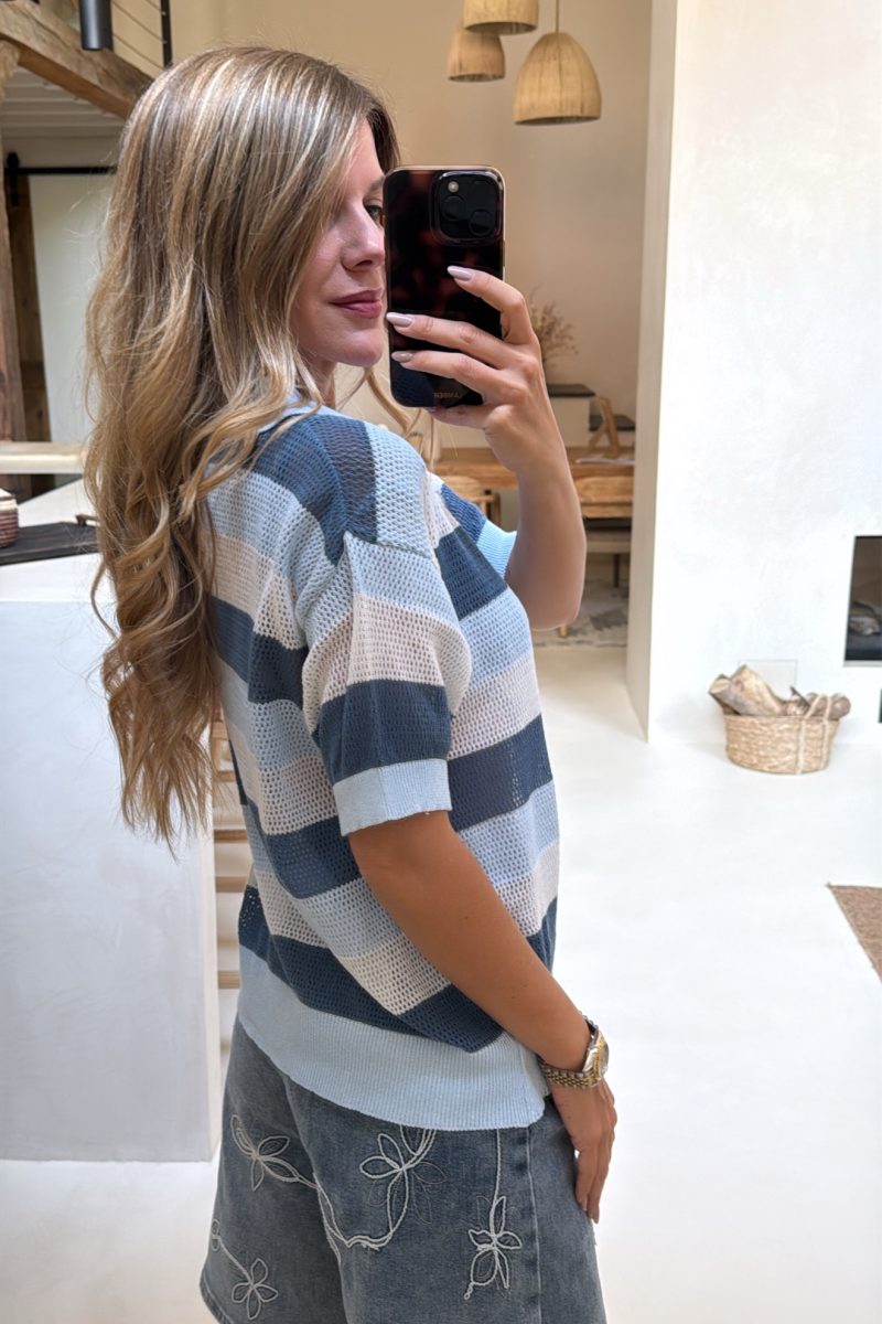 Polo Celeste Stripes