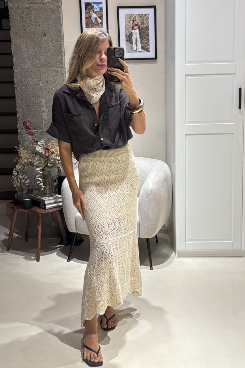 Falda Beige Crochet
