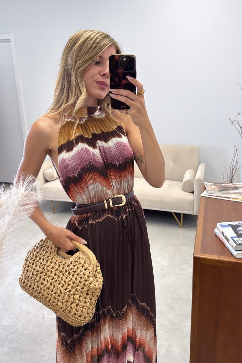 Vestido Chocolate Plisado