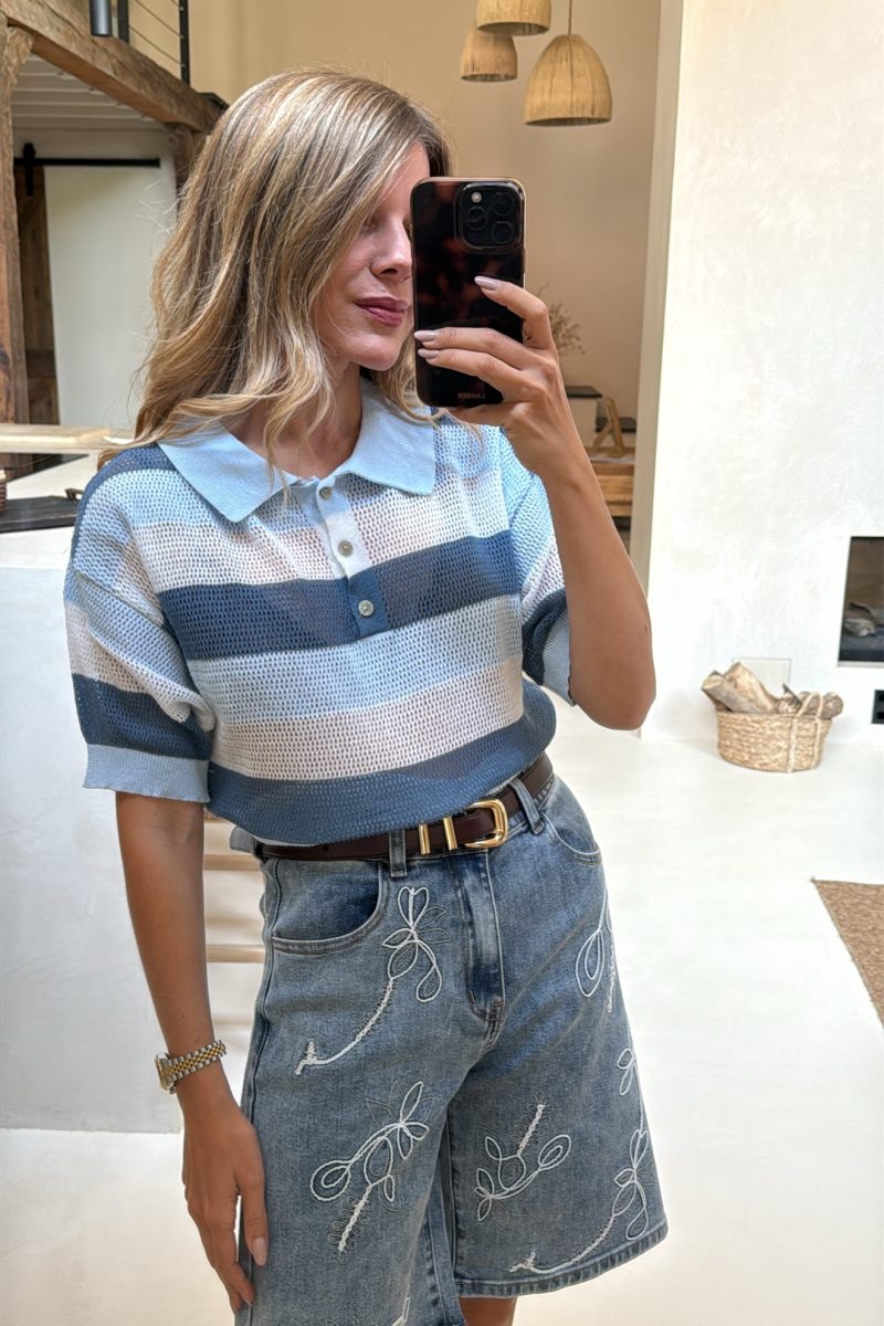 Polo Celeste Stripes