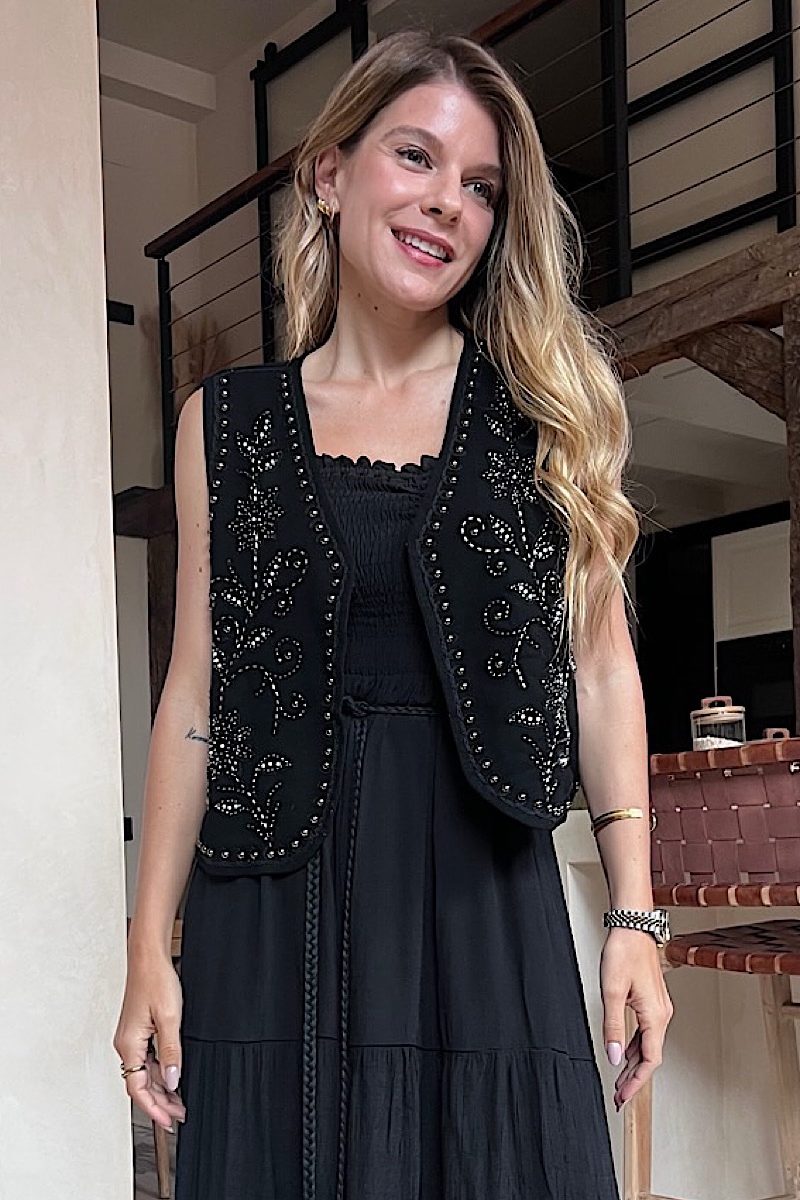 Chaleco Negro Pedrería