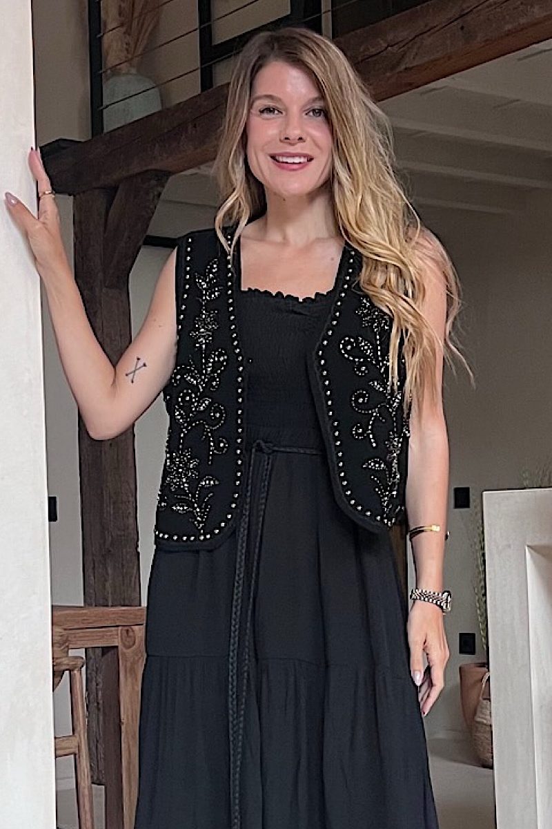 Chaleco Negro Pedrería