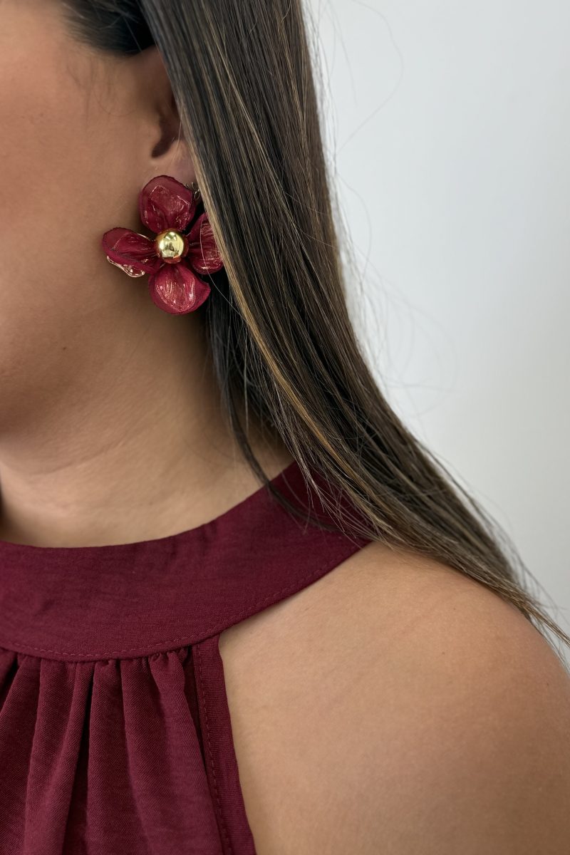 Pendientes Burgundy Flower