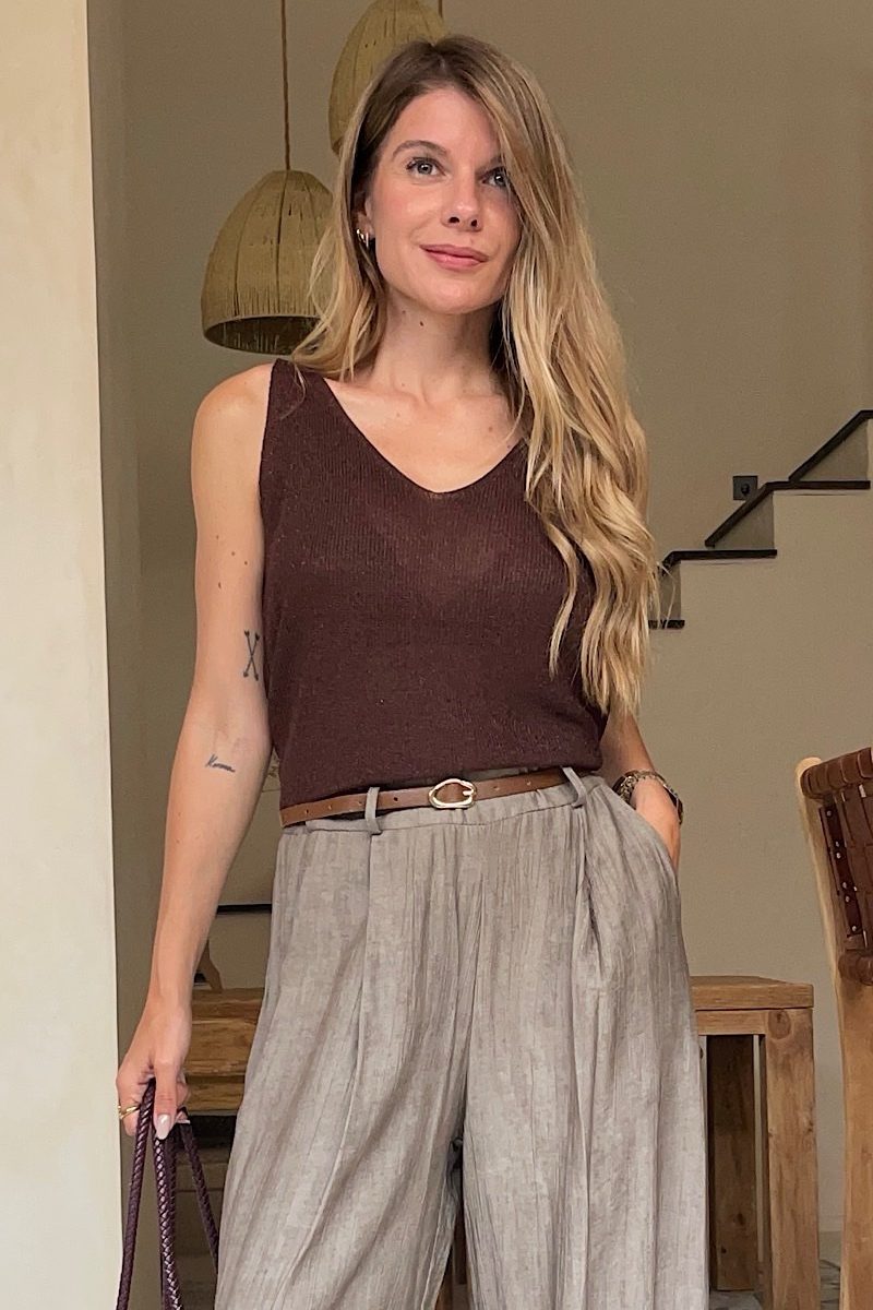 Top Marron Lurex