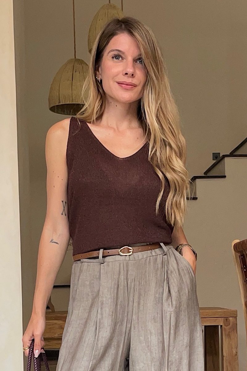 Top Marron Lurex