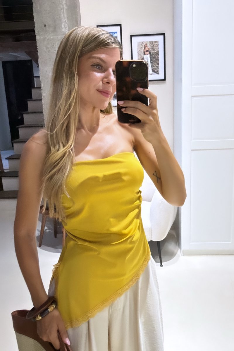 Top Mostaza Encaje