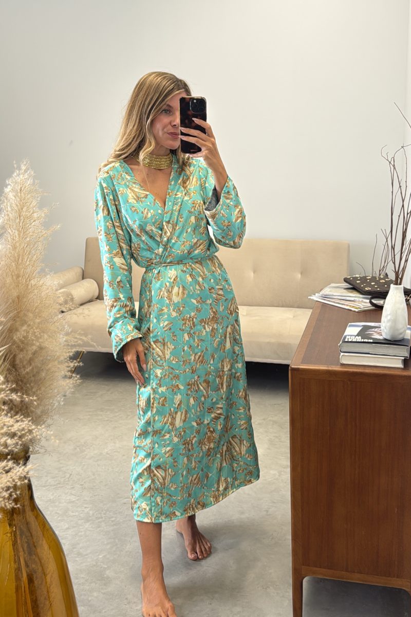 Kimono Turquesa Reversible Loto