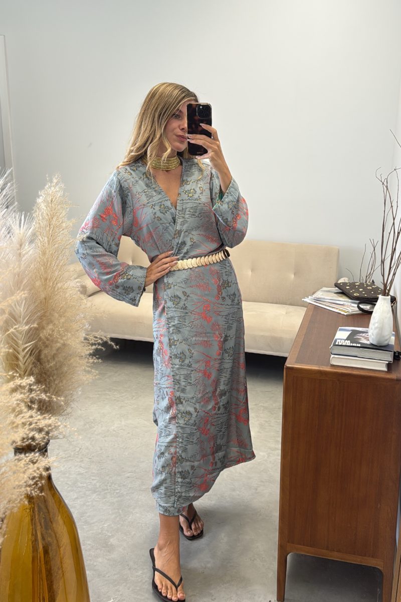 Kimono Turquesa Reversible Loto