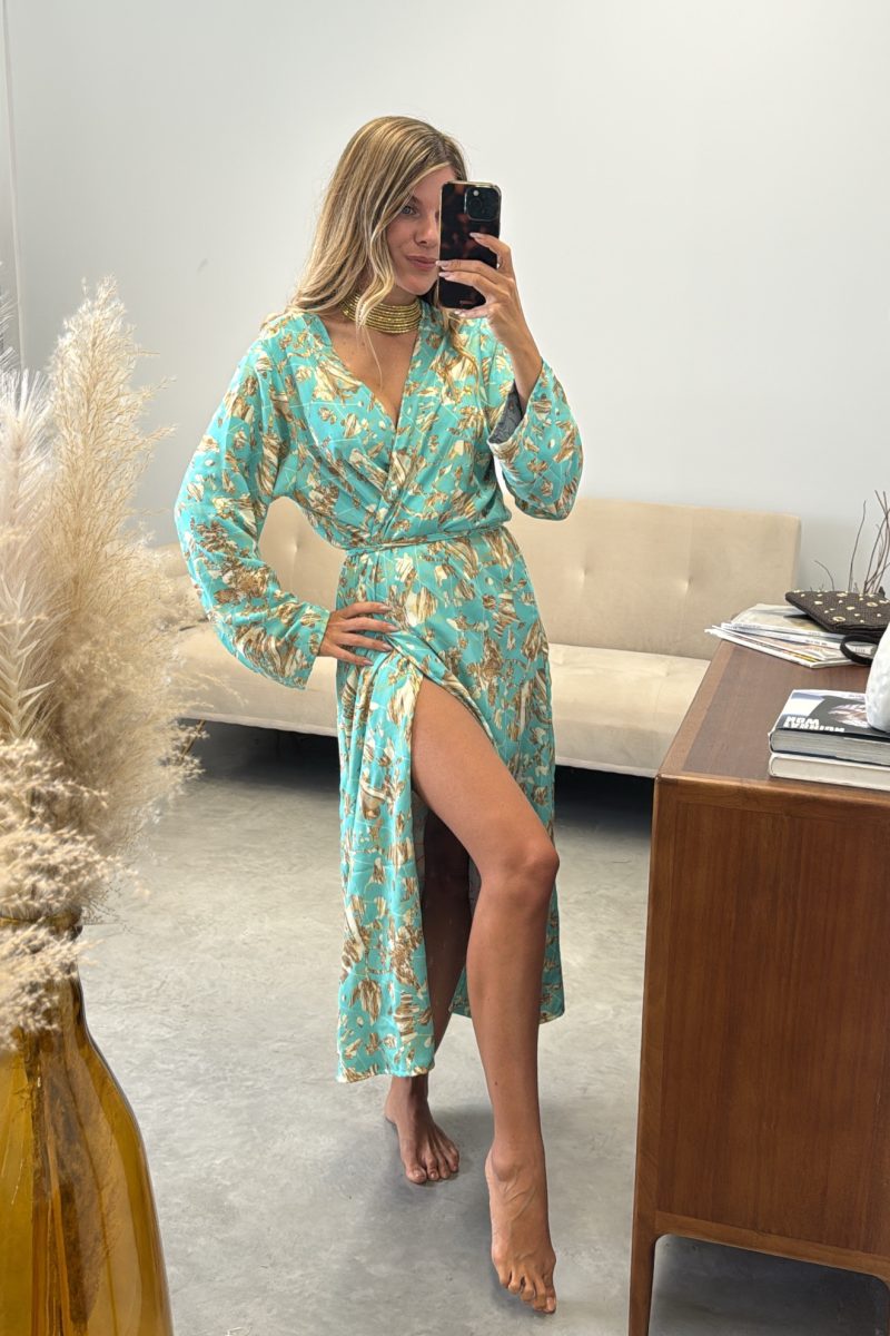 Kimono Turquesa Reversible Loto