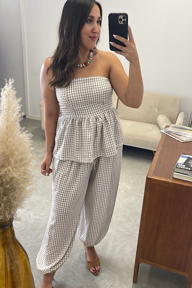 Conjunto Beige Vichy