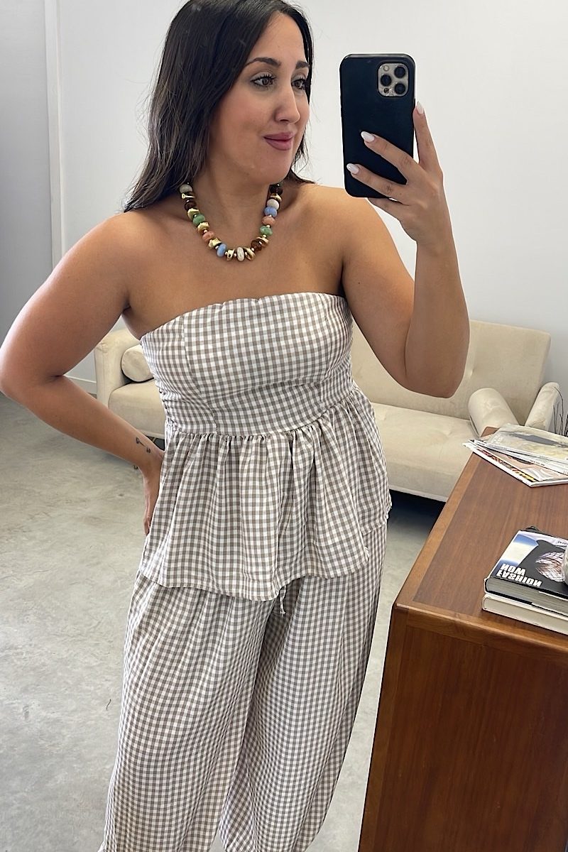 Conjunto Beige Vichy