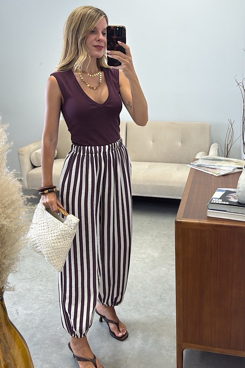 Pantalon Berenjena Rayas