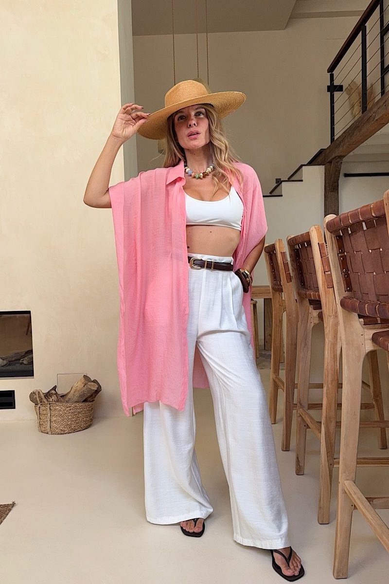 Camisa Rosa Midi