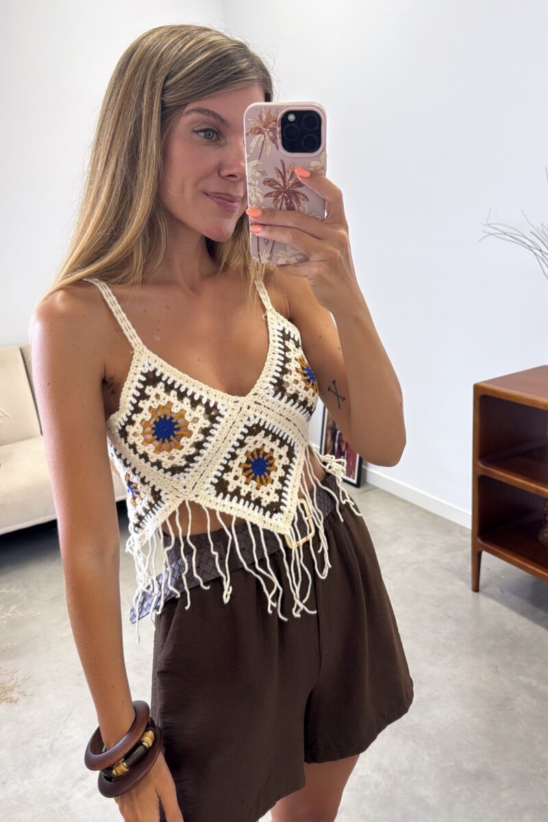Top Marron Crochet