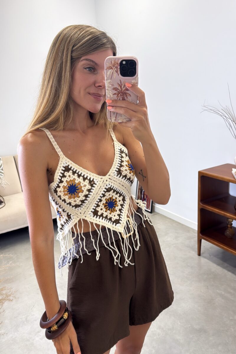 Top Marron Crochet